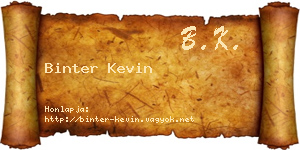 Binter Kevin névjegykártya